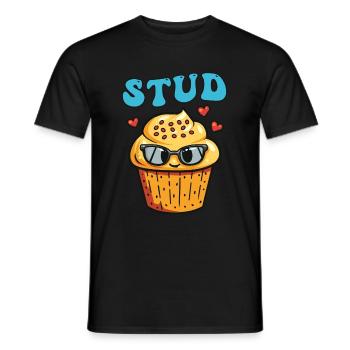 Cool Cupcake – Stud Muffin with Sunglasses - Men's T-Shirt - black - Front - AI Model Male 178 light (178cm)