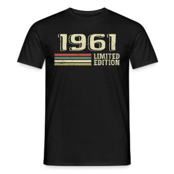 Born in 1961 Birthday 1961 Vintage 1961 - Men's T-Shirt - black - Front - AI Model Male 178 light (178cm)