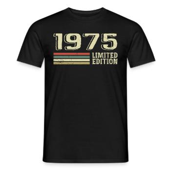 Nées en 1975 anniversaire 1975 Vintage 1975 - T-shirt homme - noir - Devant - AI Model Male 178 light (178cm)