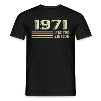 Born in 1971 Birthday 1971 Vintage 1971 - Men's T-Shirt - black - Front - AI Model Male 178 light (178cm)