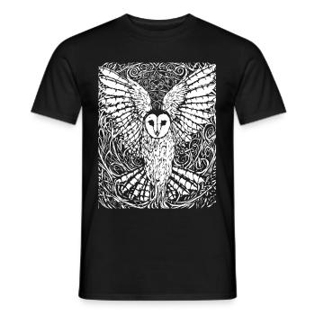 Eule - Männer T-Shirt - Schwarz - Vorne - AI Model Male 178 light (178cm)