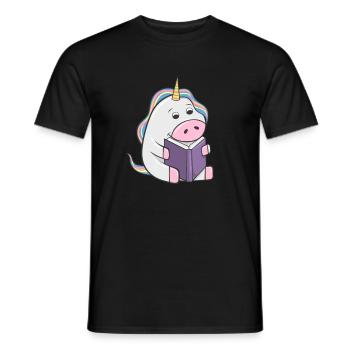 Lesendes Einhorn Buch Nerd Bücherwurm Mundbedeckun - Männer T-Shirt - Schwarz - Vorne - AI Model Male 178 light (178cm)