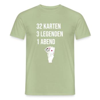 Skatspieler Geschenk Skat Skatabend Skatblatt - Männer T-Shirt - Sage - Vorne - AI Model Male 178 light (178cm)