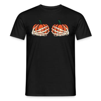Costume d’Halloween Pumpkin & Skeleton Boobs - T-shirt homme - noir - Devant - AI Model Male 178 light (178cm)