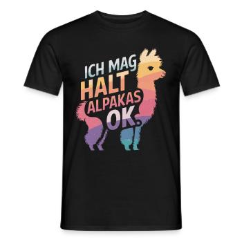 Alpaca llama alpacas animal - Men's T-Shirt - black - Front - AI Model Male 178 light (178cm)