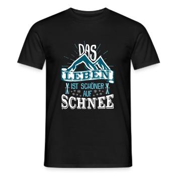 Das Leben ist schöner auf Schnee Winter Skifahren - Männer T-Shirt - Schwarz - Vorne - AI Model Male 178 light (178cm)