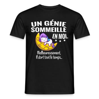 Un génie. Humour cadeau anniversaire - T-shirt homme - noir - Devant - AI Model Male 178 light (178cm)