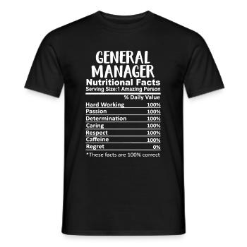 General Manager Nutrition Facts Funny - Men's T-Shirt - black - Front - AI Model Male 178 light (178cm)