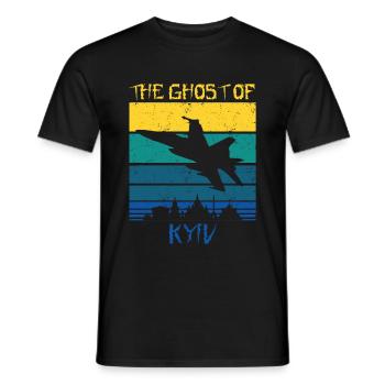 The Ghost Of kyiv - Men's T-Shirt - black - Front - AI Model Male 178 light (178cm)