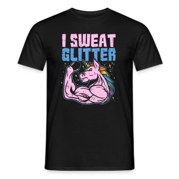 Fitness Geschenk: Ich schwitze Glitzer Einhorn Fun - Männer T-Shirt - Schwarz - Vorne - AI Model Male 178 light (178cm)