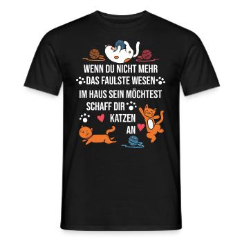Katzen Spruch Faules Wesen Lustig Witzig Geschenk - Männer T-Shirt - Schwarz - Vorne - AI Model Male 178 light (178cm)
