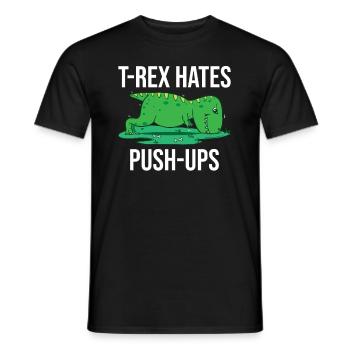 T-REX HATES PUSHUPS Funny Fitness Gift - Men's T-Shirt - black - Front - AI Model Male 178 light (178cm)
