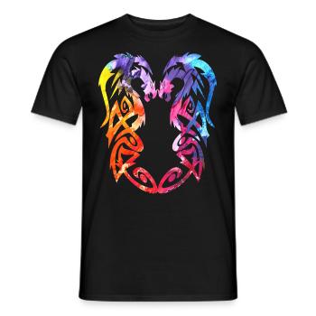 Fond d'Art coloré Dragon Tribal - T-shirt homme - noir - Devant - AI Model Male 178 light (178cm)