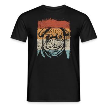 Pug Mops Retro - Männer T-Shirt - Schwarz - Vorne - AI Model Male 178 light (178cm)