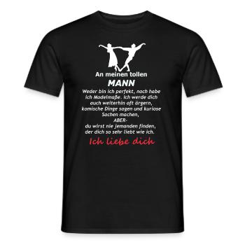 An meinen tollen Mann - Frau Spruch - Männer T-Shirt - Schwarz - Vorne - AI Model Male 178 light (178cm)