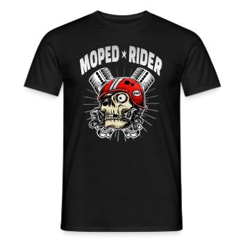 Moped rider skull biker cult - Men's T-Shirt - black - Front - AI Model Male 178 light (178cm)