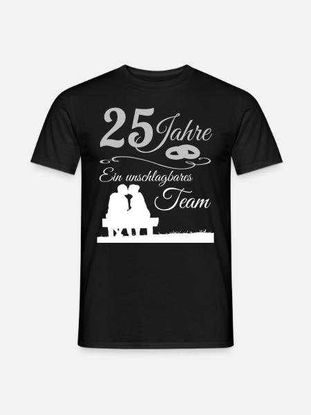 25 Jahre Silberhochzeit 25.Hochzeitstag Jubiläum - Männer T-Shirt - Schwarz