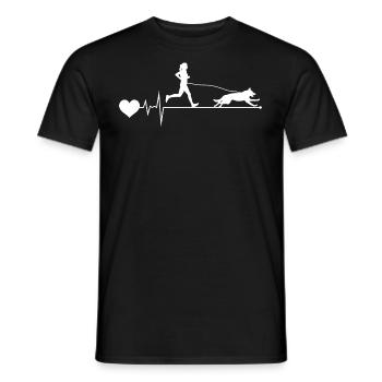 Canicross Trail Running Dog Sport Heartbeat Pulse - Men's T-Shirt - black - Front - AI Model Male 178 light (178cm)