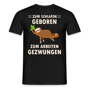 Zum schlafen geboren ein schlafender Faultier - Männer T-Shirt - Schwarz - Vorne - AI Model Male 178 light (178cm)
