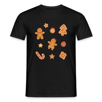 Cute Christmas Cookies Gingerbread Man and Woman - Men's T-Shirt - black - Front - AI Model Male 178 light (178cm)