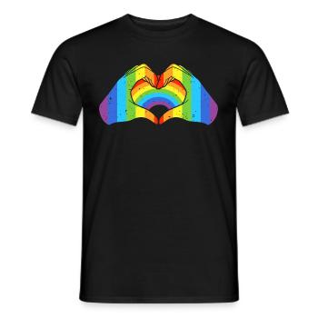 CSD LGBT Hände formen Regenbogen Herz Pride - Männer T-Shirt - Schwarz - Vorne - AI Model Male 178 light (178cm)