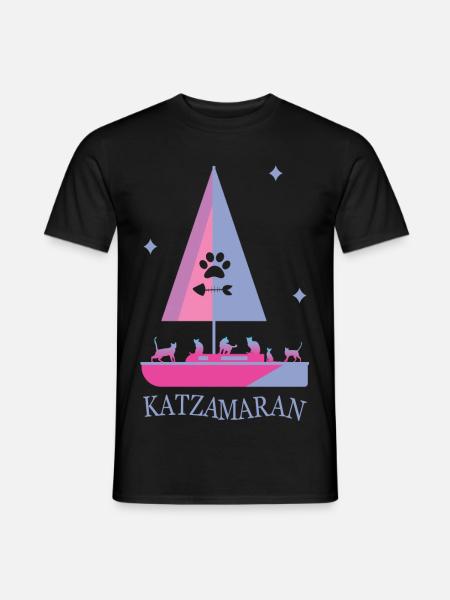 Katzamaran Boot - Männer T-Shirt - Schwarz