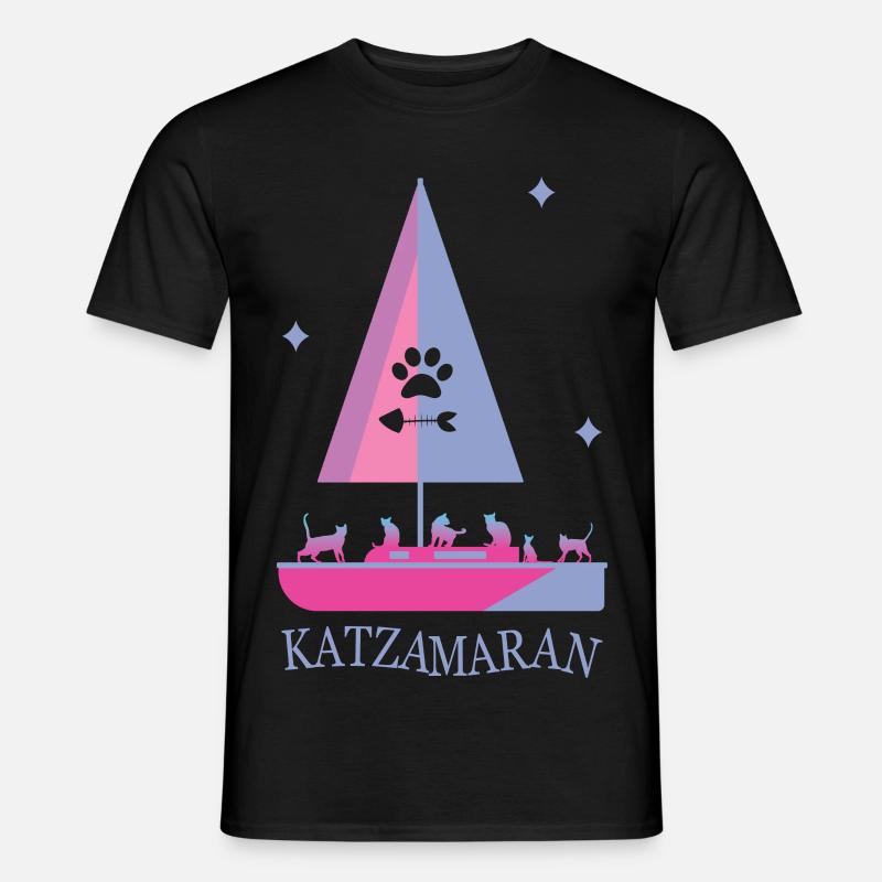 Katzamaran Boot - Männer T-Shirt - Schwarz