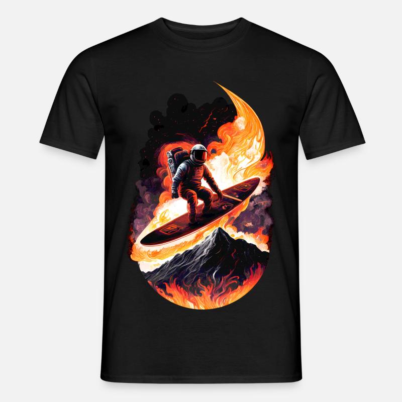 Surfender Astronaut - Männer T-Shirt - Schwarz
