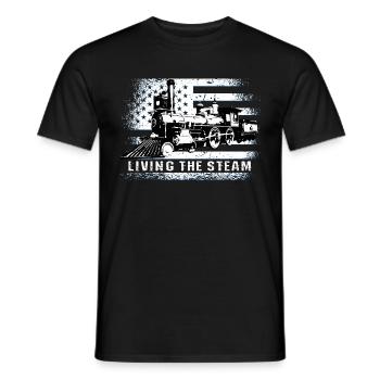 Train conductor American Locomotive USA Flag - Men's T-Shirt - black - Front - AI Model Male 178 light (178cm)