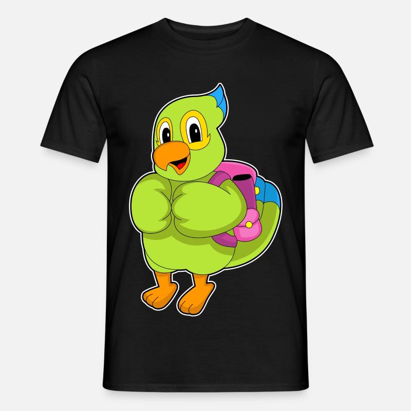 Papagei Schüler Rucksack Schule - Männer T-Shirt - Schwarz