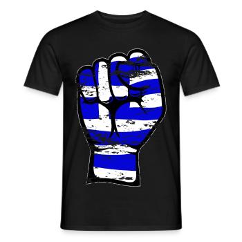 Griechenland Flagge Faust Hand Symbol used - Männer T-Shirt - Schwarz - Vorne - AI Model Male 178 light (178cm)