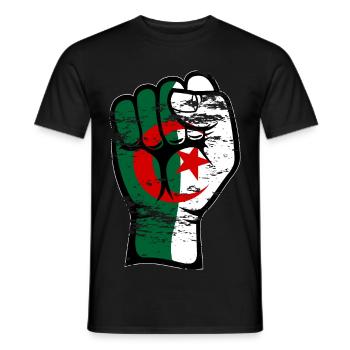 Algerien Flagge Faust Hand Symbol used - Männer T-Shirt - Schwarz - Vorne - AI Model Male 178 light (178cm)