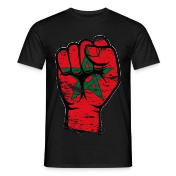 Marokko Flagge Faust Hand Symbol used - Männer T-Shirt - Schwarz - Vorne - AI Model Male 178 light (178cm)