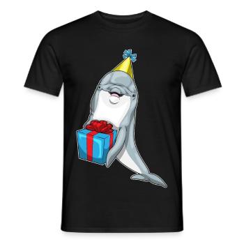 Forfait anniversaire dauphin - T-shirt homme - noir - Devant - AI Model Male 178 light (178cm)