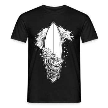 Surfboard Sketch - Men's T-Shirt - black - Front - AI Model Male 178 light (178cm)