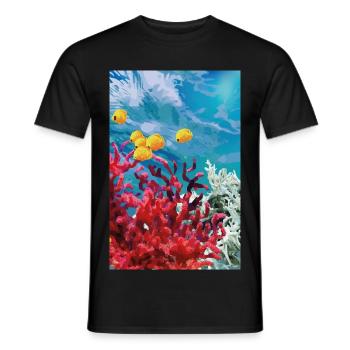 Vibrant Coral Reef Underwater World - Men's T-Shirt - black - Front - AI Model Male 178 light (178cm)