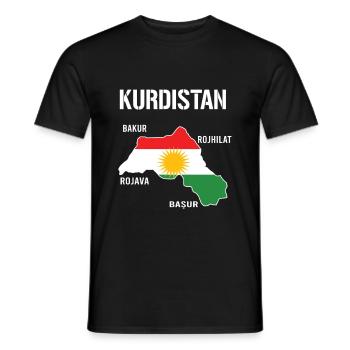 Drapeau du Kurdistan Bakur Bashur Rojava Rojhlt Newroz - T-shirt homme - noir - Devant - AI Model Male 178 light (178cm)