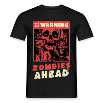 Horror - Warning Zombies Ahead - Men's T-Shirt - black - Front - AI Model Male 178 light (178cm)