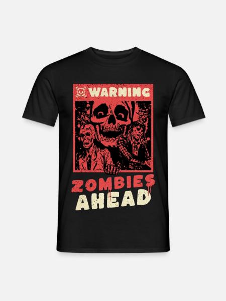 Horror - Warning Zombies Ahead - Männer T-Shirt - Schwarz