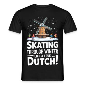 Patiner en hiver comme un vrai Hollandais - T-shirt homme - noir - Devant - AI Model Male 178 light (178cm)