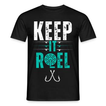 Lustiges Angeln Papa Angler Fischer Keep It Reel - Männer T-Shirt - Schwarz - Vorne - AI Model Male 178 light (178cm)