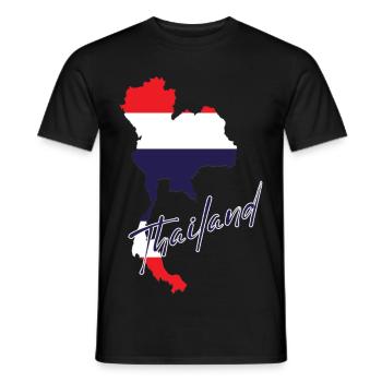 Map with Thailand flag, I love Thailand - Men's T-Shirt - black - Front - AI Model Male 178 light (178cm)