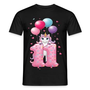 11 ans de Fille Mignonne Licorne 11e anniversaire - T-shirt homme - noir - Devant - AI Model Male 178 light (178cm)