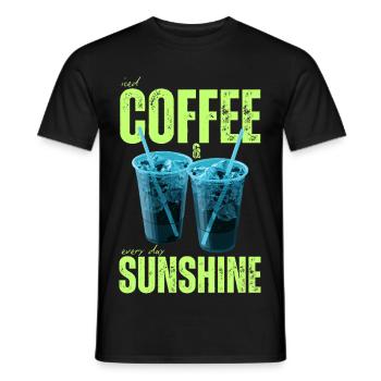 "Iced Coffee & Sunshine Everyday" Colorful Coffee - Men's T-Shirt - black - Front - AI Model Male 178 light (178cm)