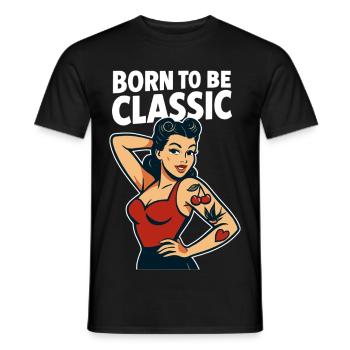 T-shirt rétro classique de la fille pin-up née pour être - T-shirt homme - noir - Devant - AI Model Male 178 light (178cm)