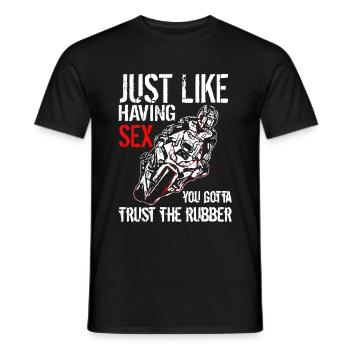 coureur moto sexe superbike - T-shirt homme - noir - Devant - AI Model Male 178 light (178cm)