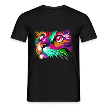 Cat of Colors. Colorist illustration - Men's T-Shirt - black - Front - AI Model Male 178 light (178cm)
