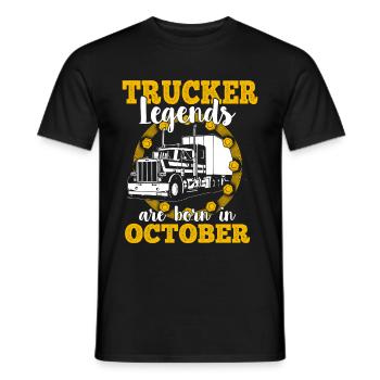 Trucker Legends are born in October - Men's T-Shirt - black - Front - AI Model Male 178 light (178cm)