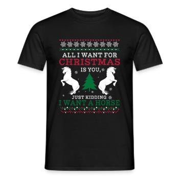 Tout ce que je veux - Cheval de Noël vilain petit cadeau Sweater - T-shirt homme - noir - Devant - AI Model Male 178 light (178cm)