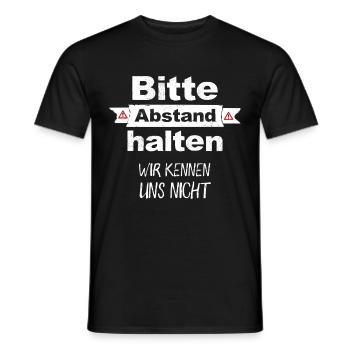 Bitte Abstand Halten Wir Kennen Uns Nicht Spruch - Männer T-Shirt - Schwarz - Vorne - AI Model Male 178 light (178cm)